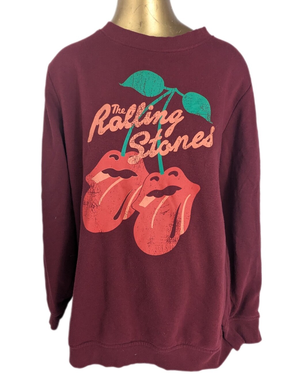 The Rolling Stones Women's Maroonv Sweatshirt With Logo Cherry Graphics XXL